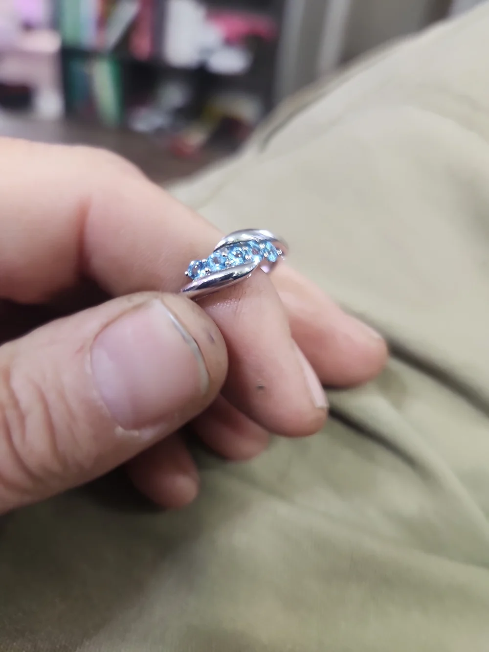 Sterling Silver Blue Topaz Marquise Ring